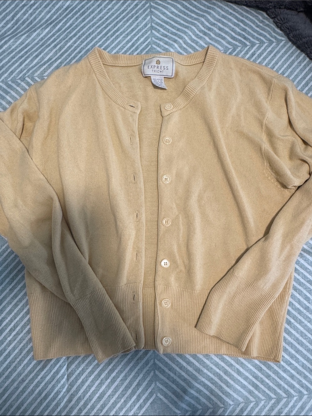 Express Women's Tan Button-Up Cardigan Sweater